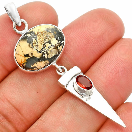 Natural Maligano Jasper & Garnet Pendant P-1474 SDP148508
