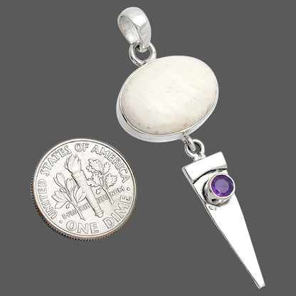 Natural White Scolecite & Amethyst Pendant P-1474 SDP148509