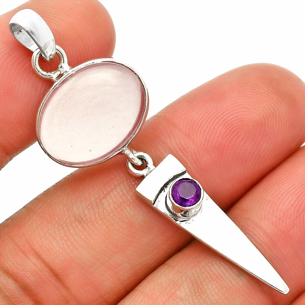 Natural Rose Quartz & Amethyst Pendant P-1474 SDP148510