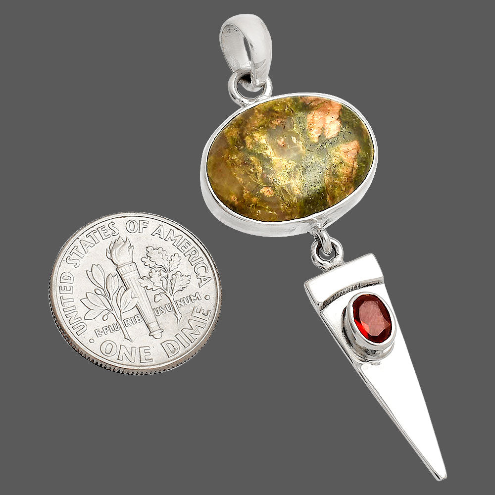 Natural Unakite & Garnet Pendant P-1474 SDP148512