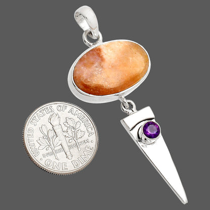 Natural Guava Quartz & Amethyst Pendant P-1474 SDP148514