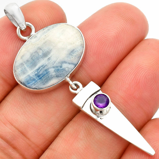 Natural Blue Scheelite & Amethyst Pendant P-1474 SDP148530