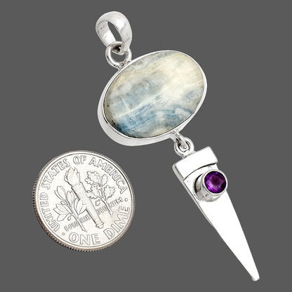 Natural Blue Scheelite & Amethyst Pendant P-1474 SDP148530
