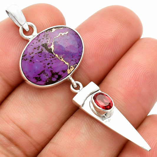 Copper Purple Turquoise & Garnet Pendant P-1474 SDP148534