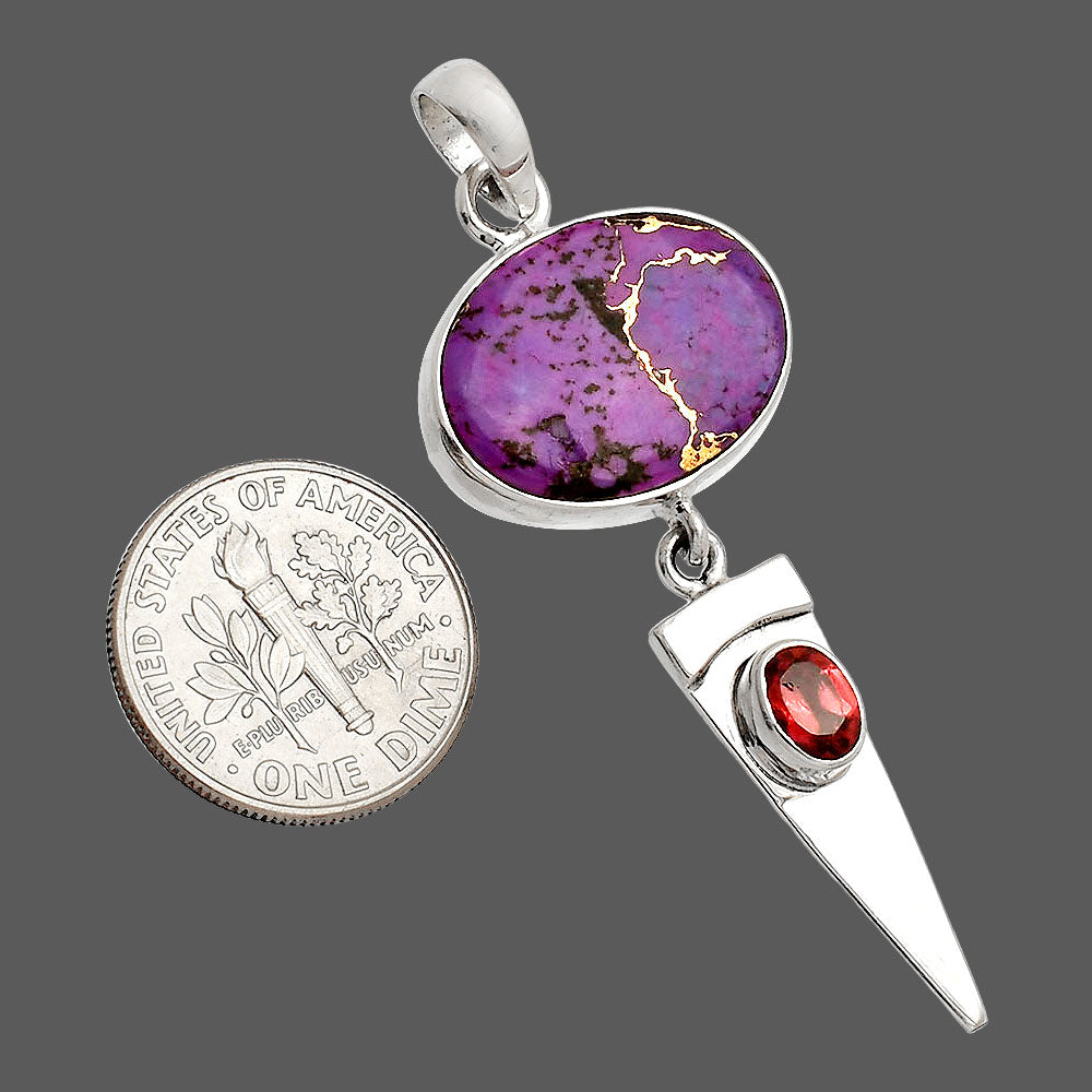 Copper Purple Turquoise & Garnet Pendant P-1474 SDP148534