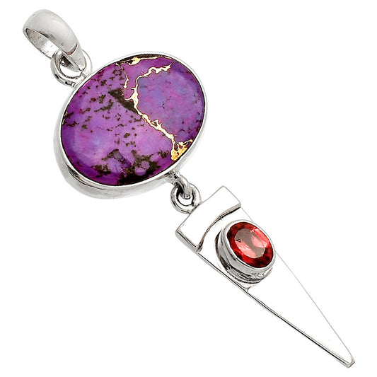 Copper Purple Turquoise & Garnet Pendant P-1474 SDP148534