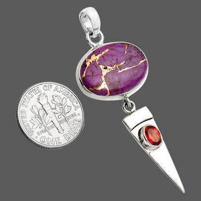 Copper Purple Turquoise & Garnet Pendant P-1474 SDP148541