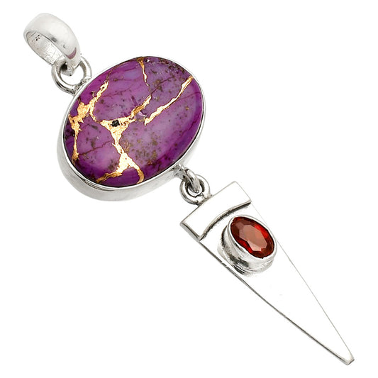 Copper Purple Turquoise & Garnet Pendant P-1474 SDP148541