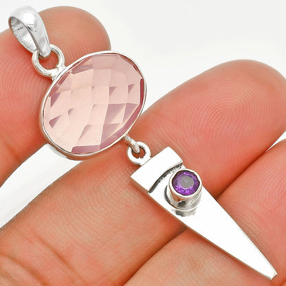 Natural Rose Quartz & Amethyst Pendant P-1474 SDP148543