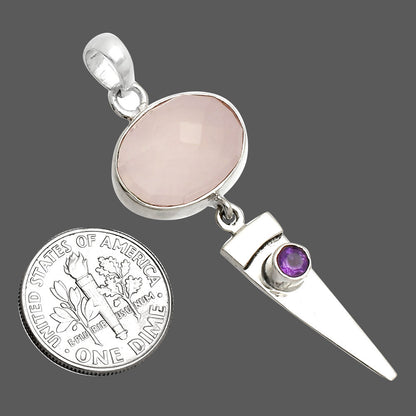 Natural Rose Quartz & Amethyst Pendant P-1474 SDP148543