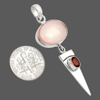 Natural Rose Quartz & Garnet Pendant P-1474 SDP148545
