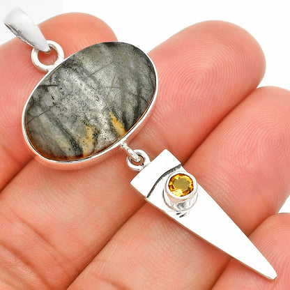 Natural Picasso Jasper & CItrine Pendant P-1474 SDP148546