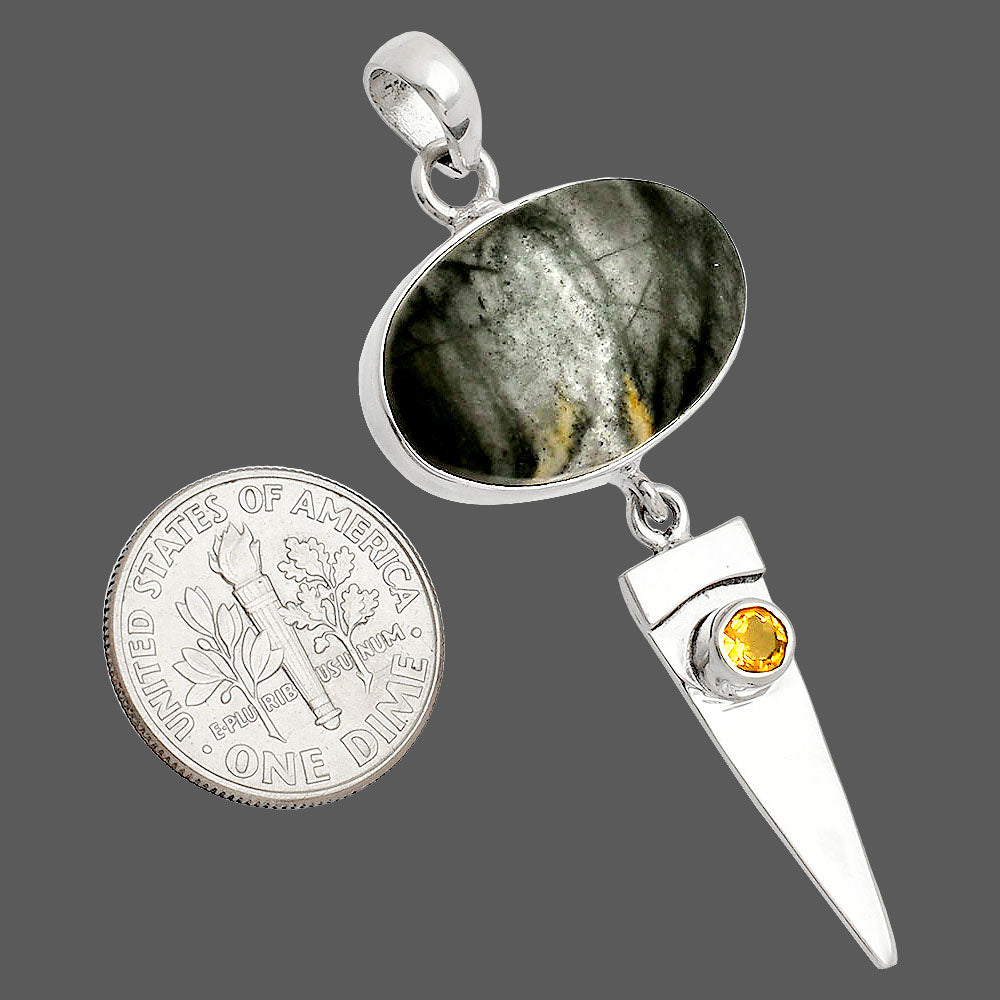Natural Picasso Jasper & CItrine Pendant P-1474 SDP148546