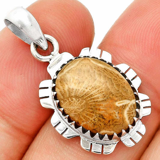 Natural Flower Fossil Coral Pendant P-1347 SDP148571