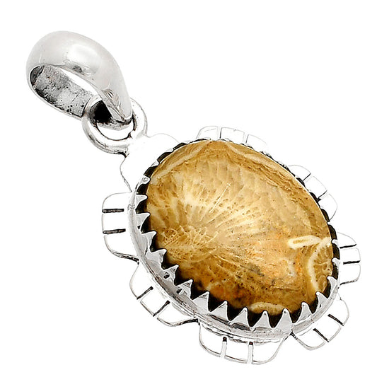 Natural Flower Fossil Coral Pendant P-1347 SDP148571
