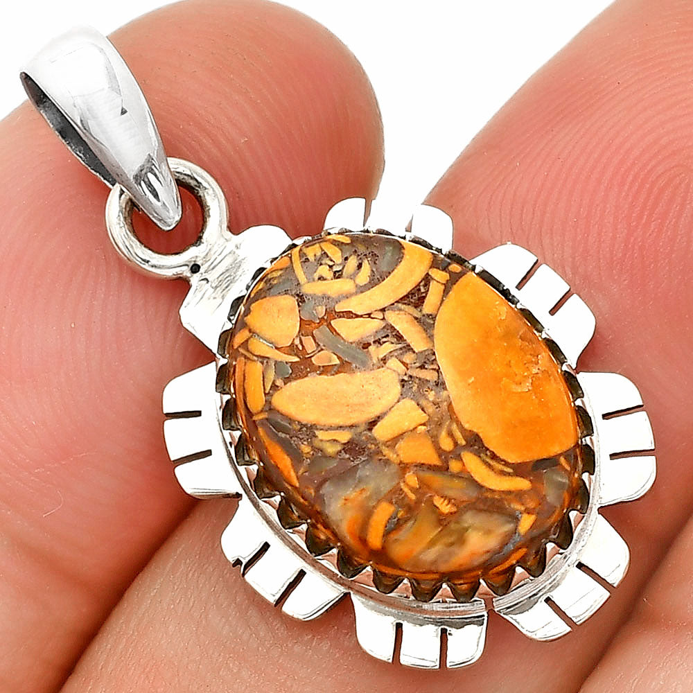 Natural Coquina Fossil Jasper - India Pendant P-1347 SDP148597