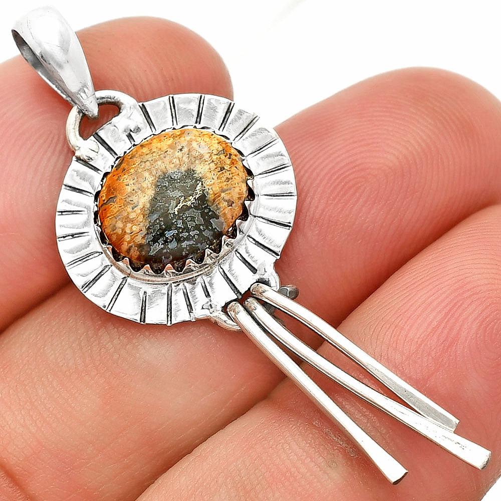 Natural Palm Root Fossil Agate Pendant P-1481 SDP148631