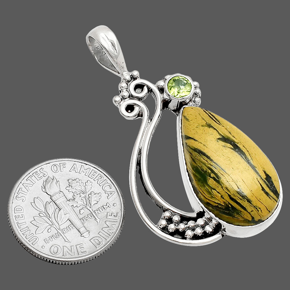 Cyber Web Chrysocolla Stone & Peridot Pendant P-1573 SDP148732
