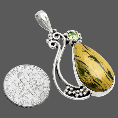 Cyber Web Chrysocolla Stone & Peridot Pendant P-1573 SDP148732