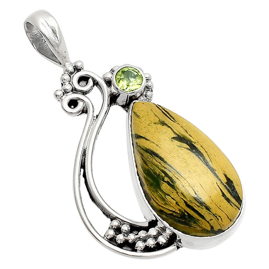 Cyber Web Chrysocolla Stone & Peridot Pendant P-1573 SDP148732