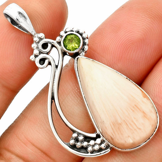 Orange Scolecite - India & Peridot Pendant P-1573 SDP148733