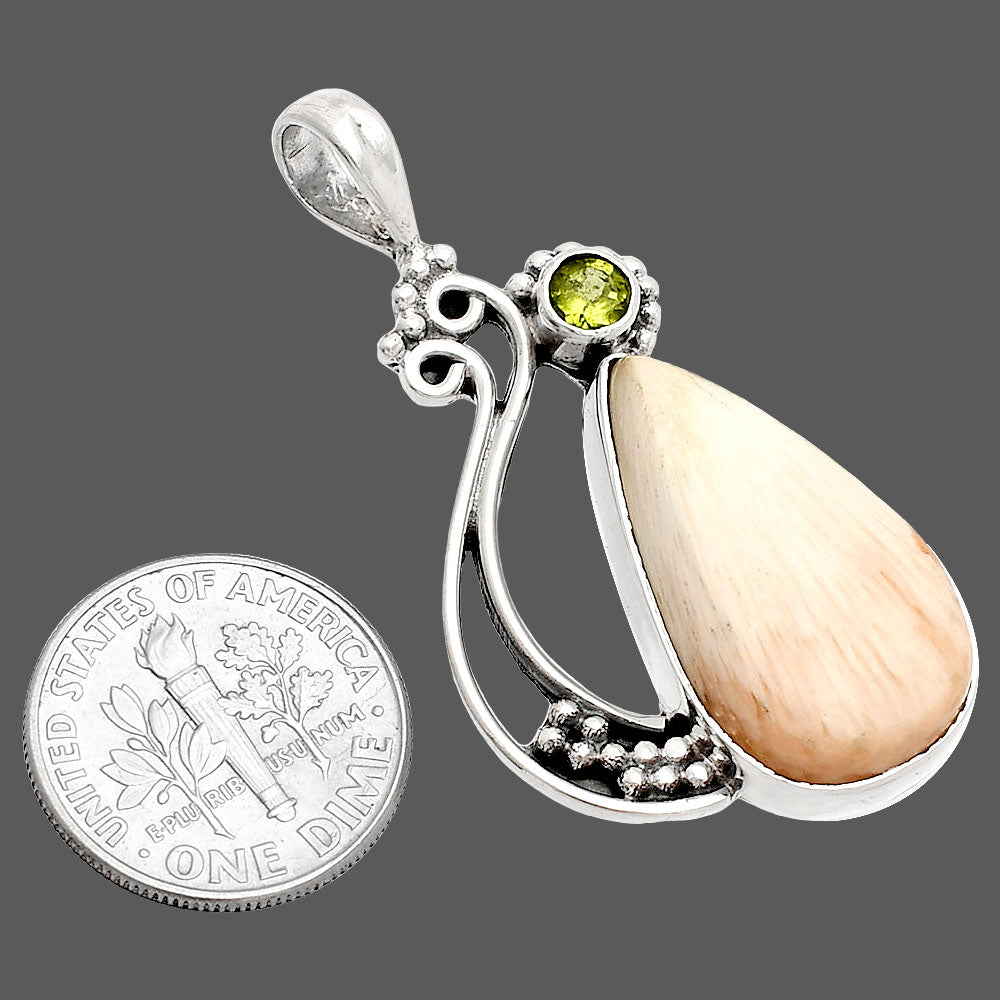 Orange Scolecite - India & Peridot Pendant P-1573 SDP148733