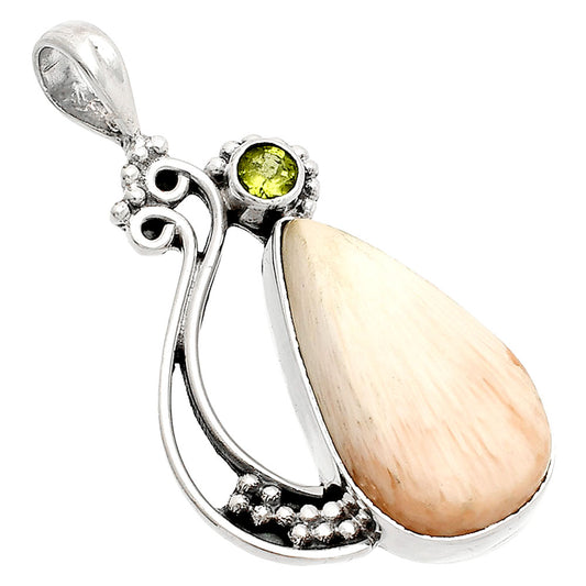 Orange Scolecite - India & Peridot Pendant P-1573 SDP148733