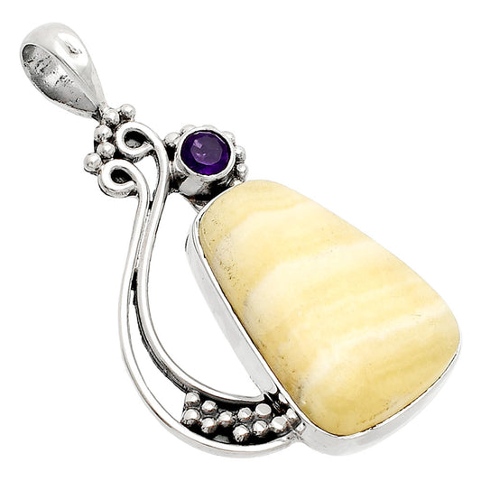 Natural Honey Aragonite & Amethyst Pendant P-1573 SDP148735