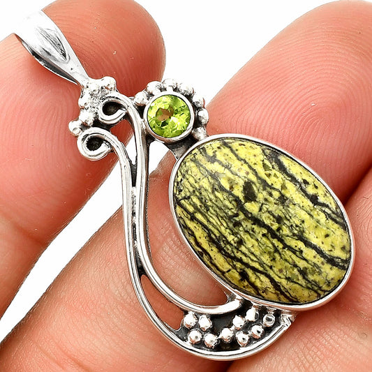 Natural Serpentine & Peridot Pendant P-1573 SDP148737
