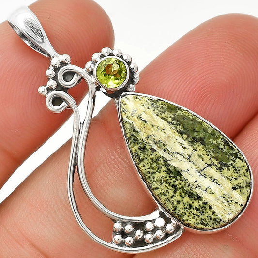 Natural Chrysotile & Peridot Pendant P-1573 SDP148740