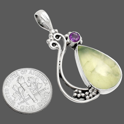Natural Prehnite & Amethyst Pendant P-1573 SDP148741