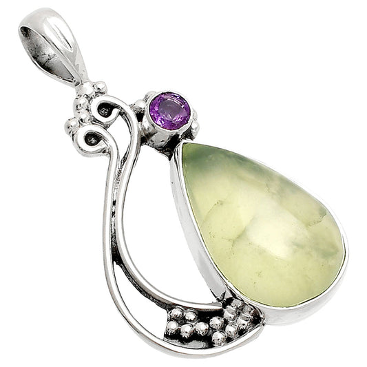 Natural Prehnite & Amethyst Pendant P-1573 SDP148741