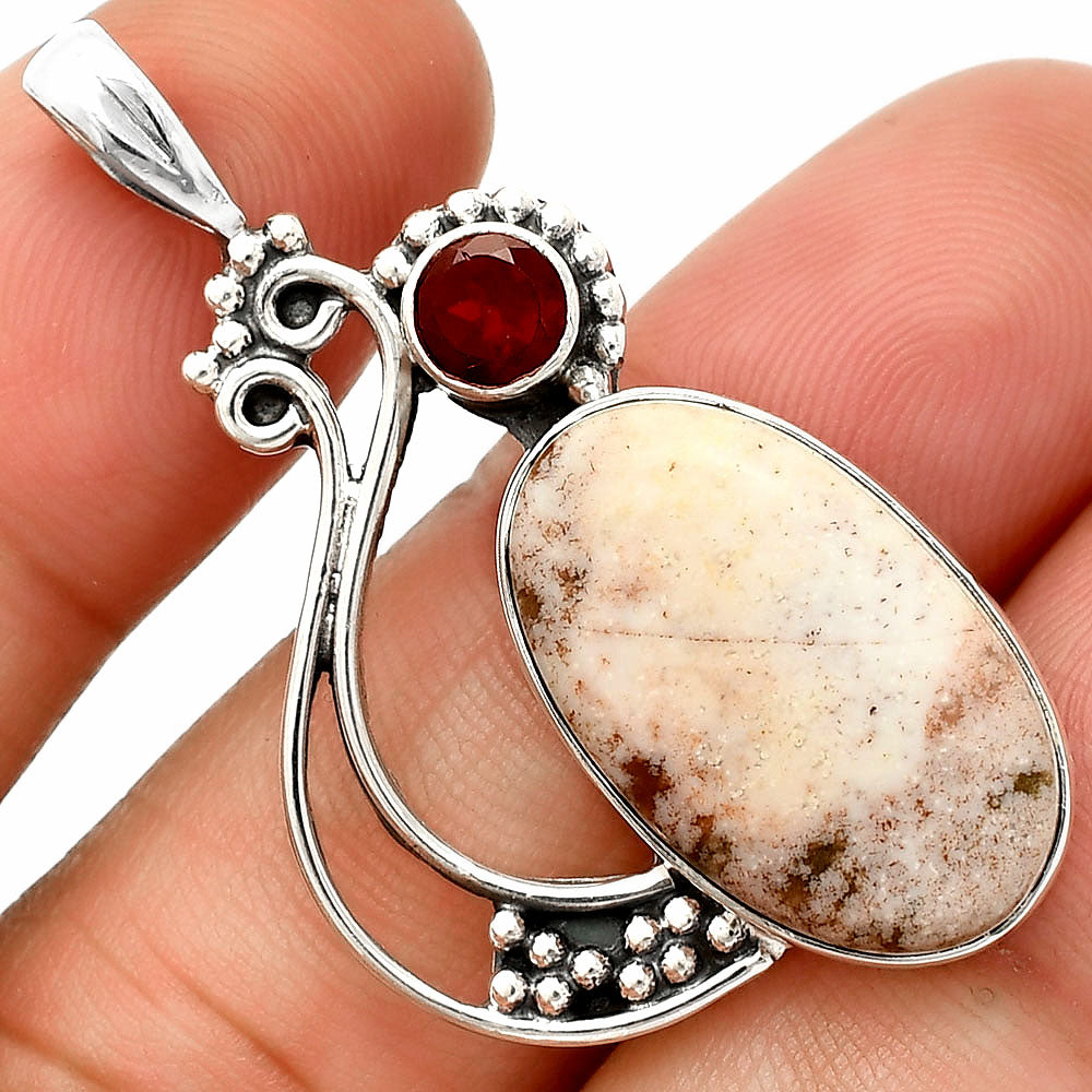 Natural Red Moss Agate & Garnet Pendant P-1573 SDP148742