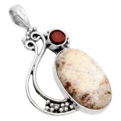 Natural Red Moss Agate & Garnet Pendant P-1573 SDP148742