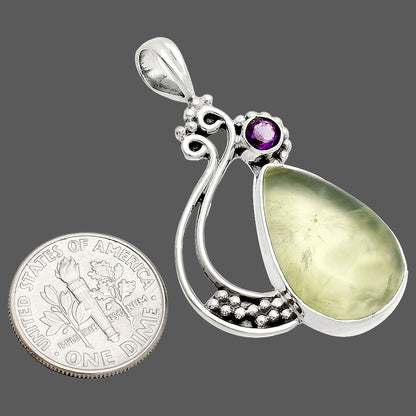 Natural Prehnite & Amethyst Pendant P-1573 SDP148746