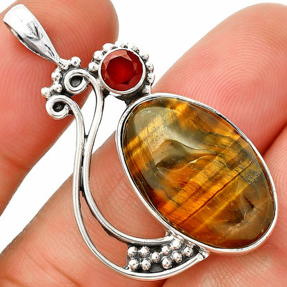 Natural Tiger Eye - Africa & Garnet Pendant P-1573 SDP148747