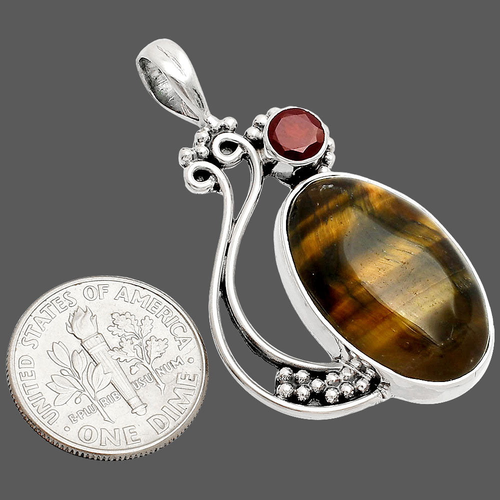 Natural Tiger Eye - Africa & Garnet Pendant P-1573 SDP148747