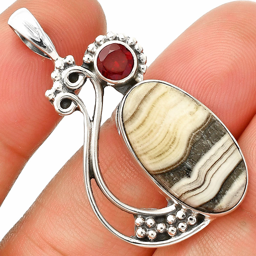 Natural Prairie Agate & Garnet Pendant P-1573 SDP148751