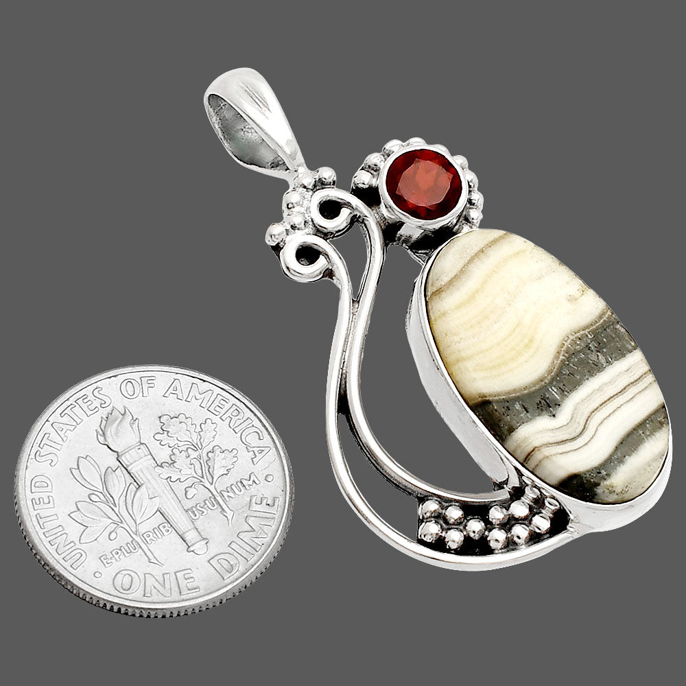 Natural Prairie Agate & Garnet Pendant P-1573 SDP148751
