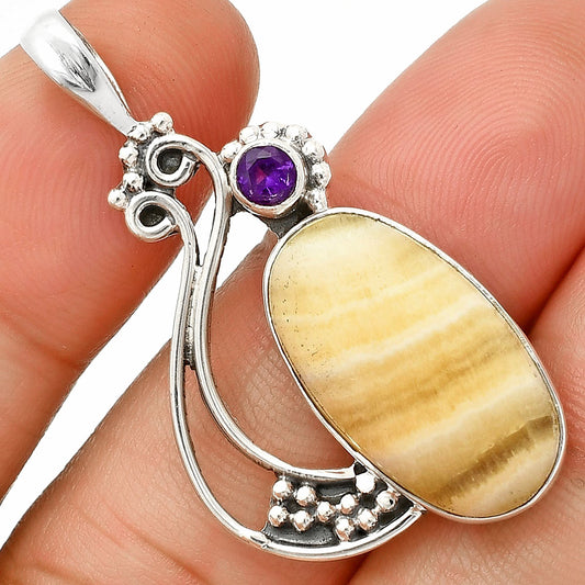 Natural Honey Aragonite & Amethyst Pendant P-1573 SDP148755