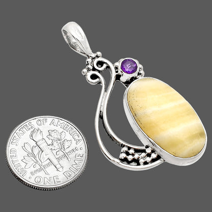 Natural Honey Aragonite & Amethyst Pendant P-1573 SDP148755