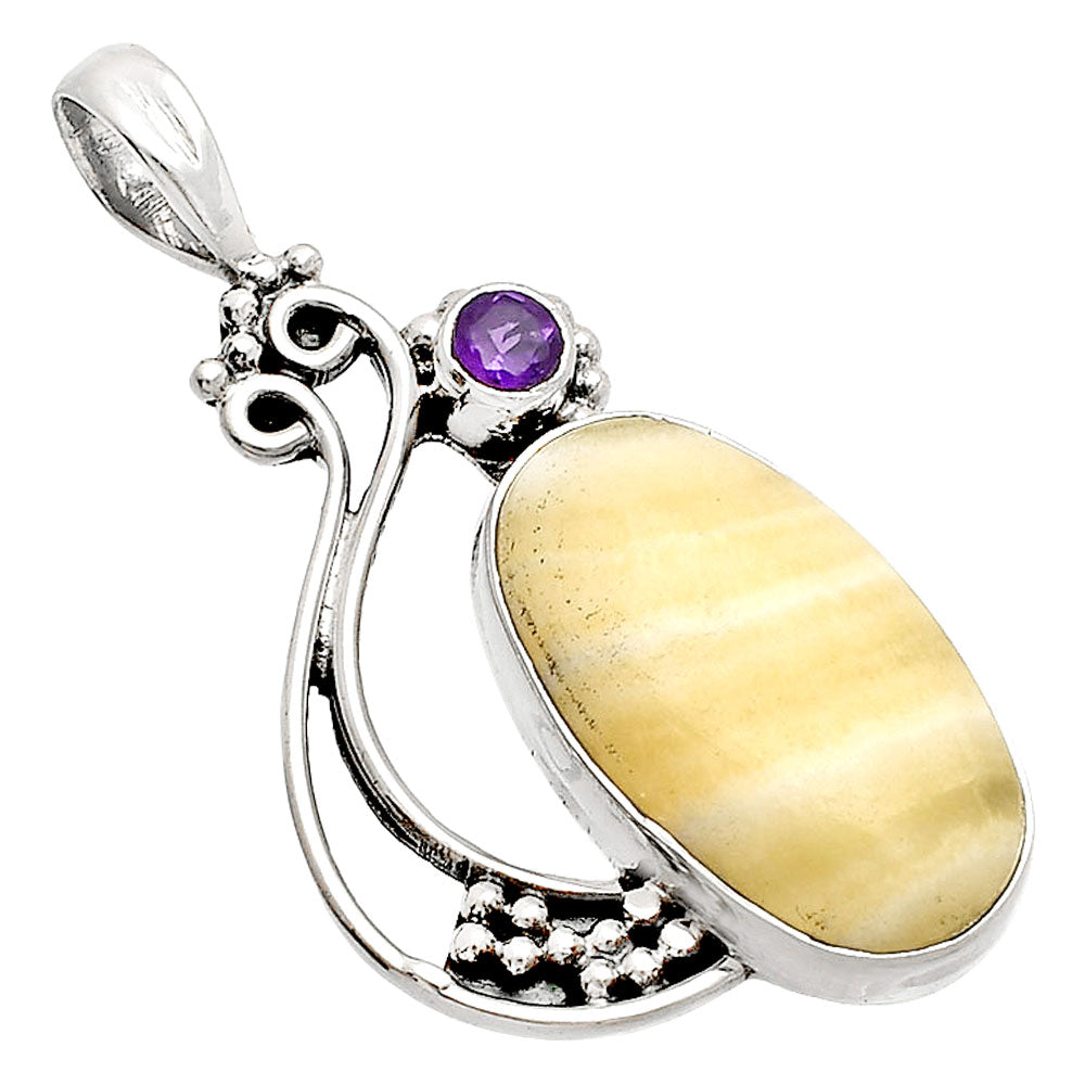 Natural Honey Aragonite & Amethyst Pendant P-1573 SDP148755