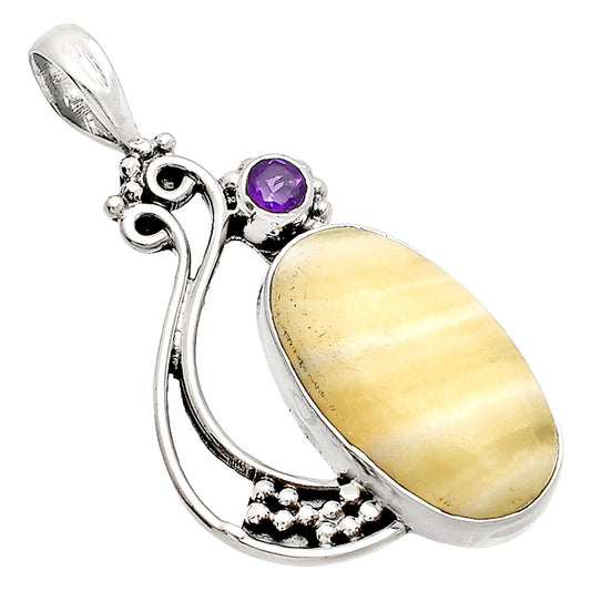 Natural Honey Aragonite & Amethyst Pendant P-1573 SDP148755
