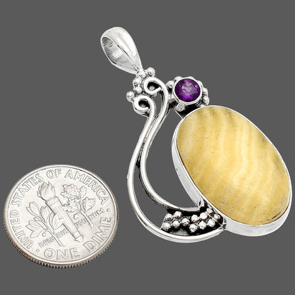 Natural Honey Aragonite & Amethyst Pendant P-1573 SDP148757
