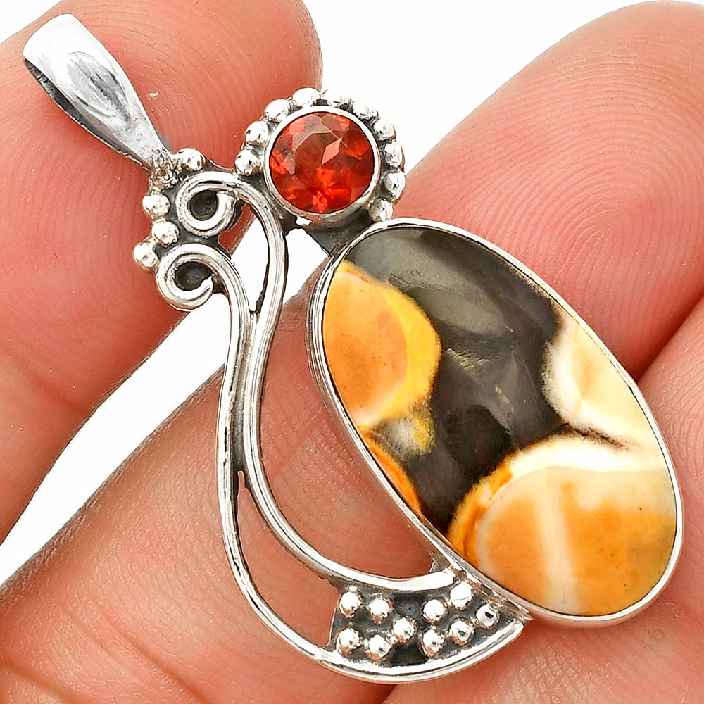 Natural Peanut Wood & Garnet Pendant P-1573 SDP148759