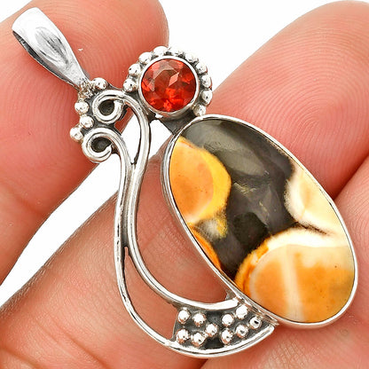 Natural Peanut Wood & Garnet Pendant P-1573 SDP148759