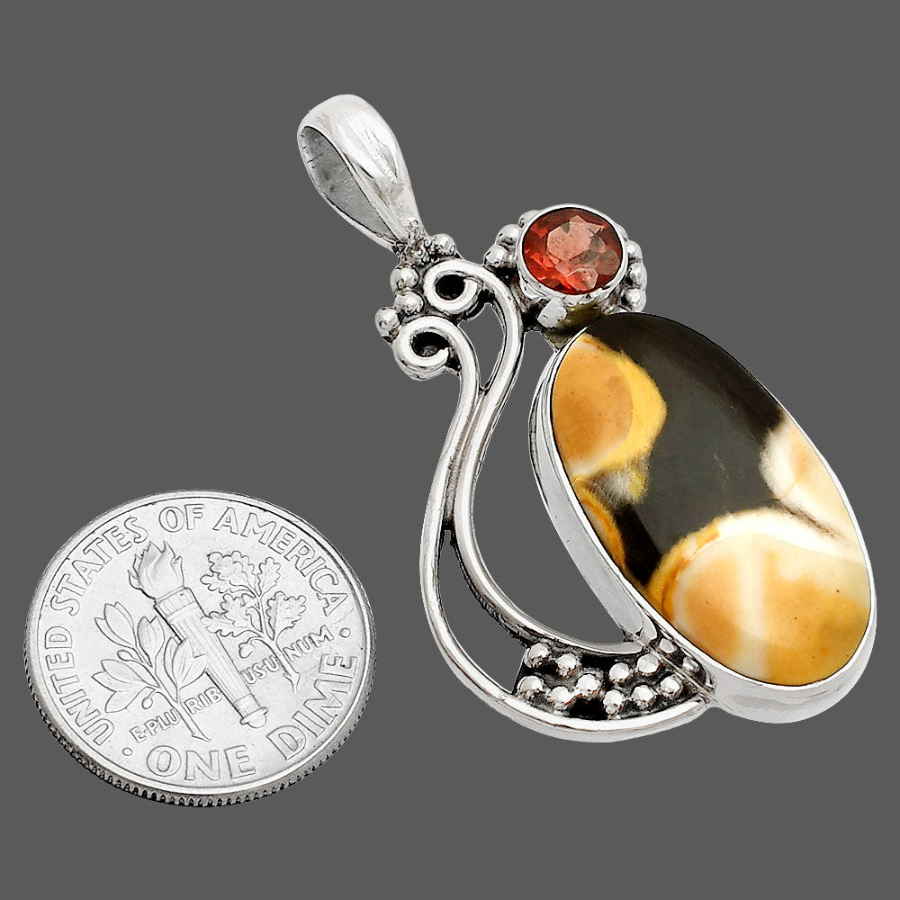 Natural Peanut Wood & Garnet Pendant P-1573 SDP148759