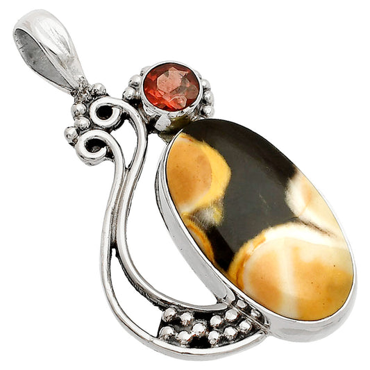 Natural Peanut Wood & Garnet Pendant P-1573 SDP148759