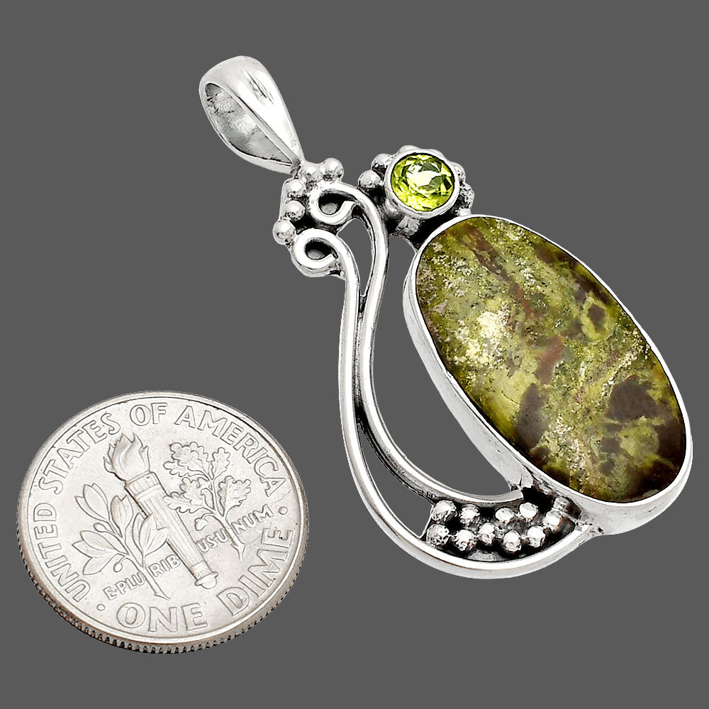 Natural Dragon Blood Stone & Peridot Pendant P-1573 SDP148765