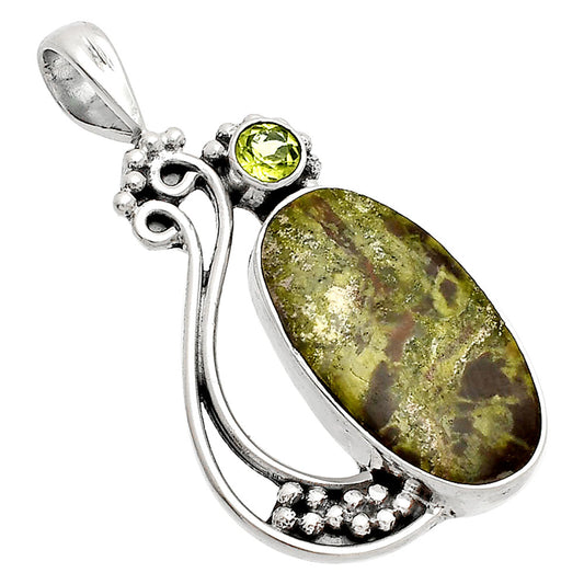 Natural Dragon Blood Stone & Peridot Pendant P-1573 SDP148765
